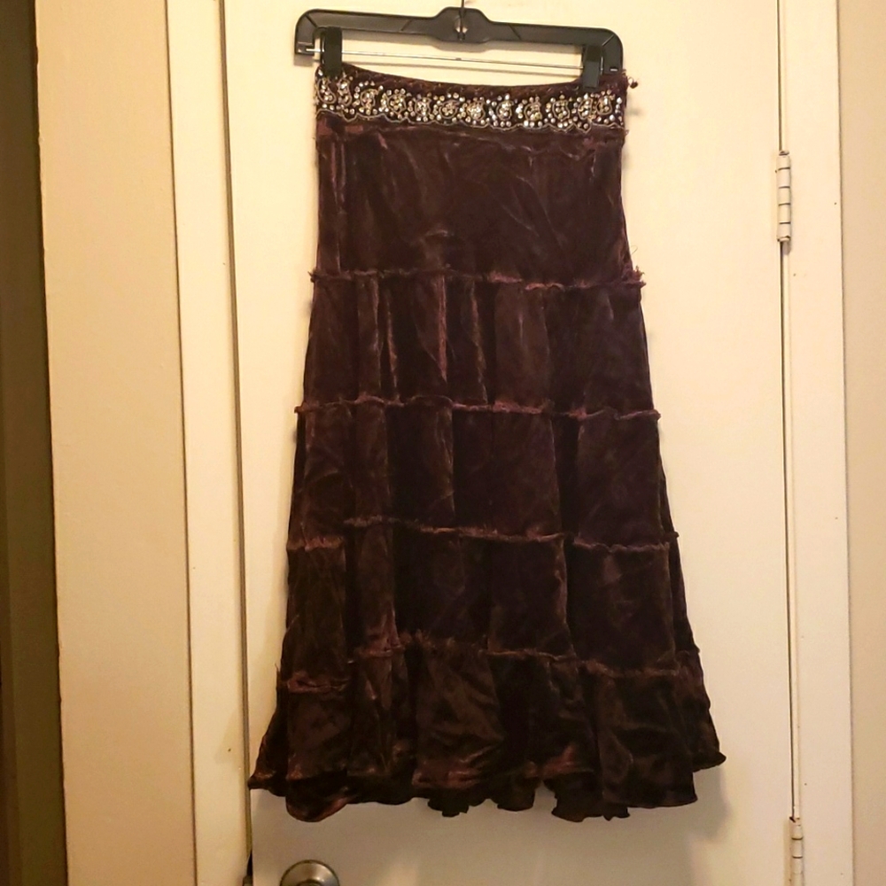 $5 FEBRUARY SALE Mix Nouveau Velvet Brown Skirt size M